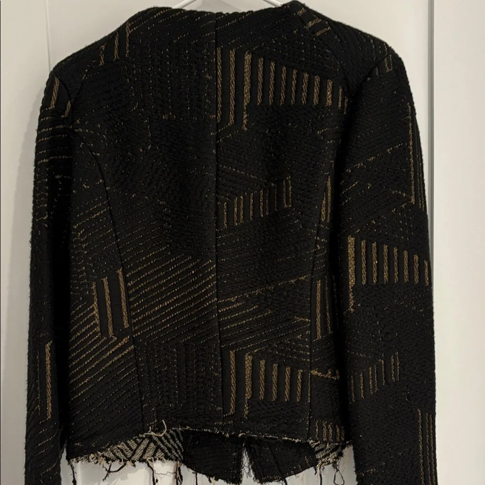 IRO Black Tweed Moto Jacket with Bronze Threading